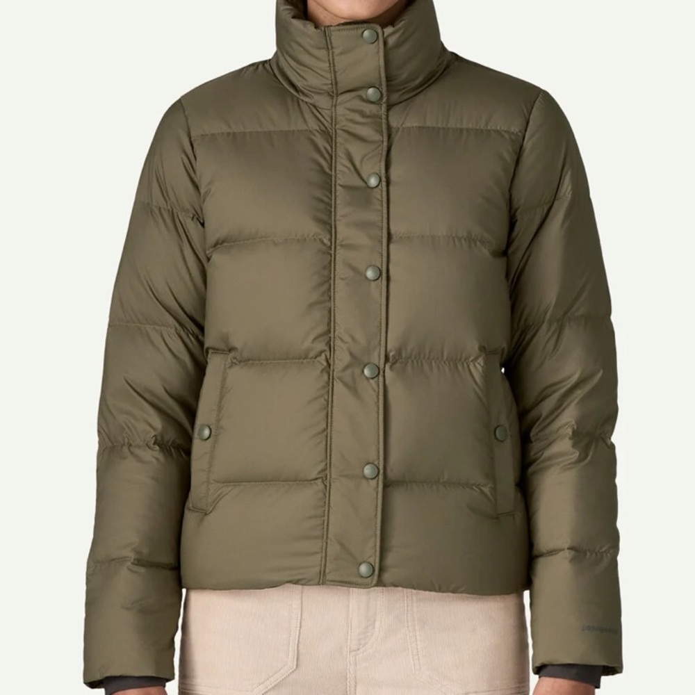 Patagonia Green Khaki Silent Down Puffer Jacket